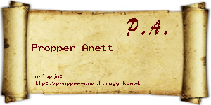 Propper Anett névjegykártya